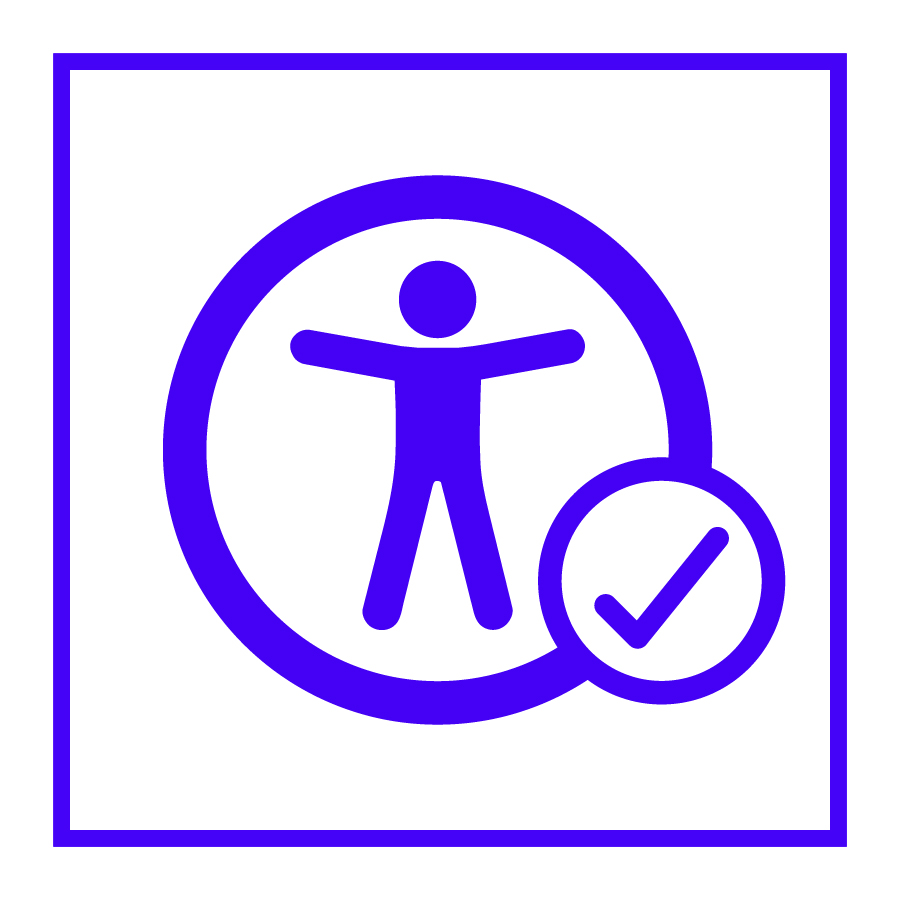 Vitruvian man in a circle with a checkmark