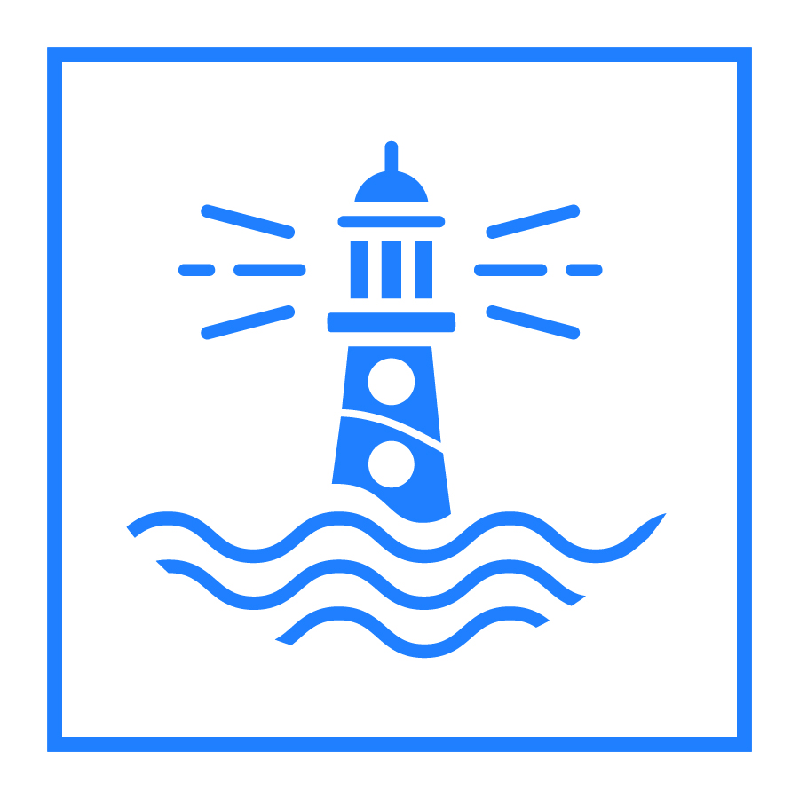 icon of a lighthouse in waves